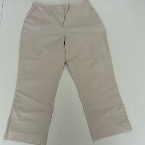 Dunnes Capri Beige Cotton Elastane Stretch Trouser Pants Size 12 EU 40